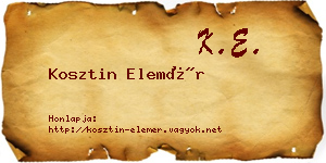 Kosztin Elemér névjegykártya